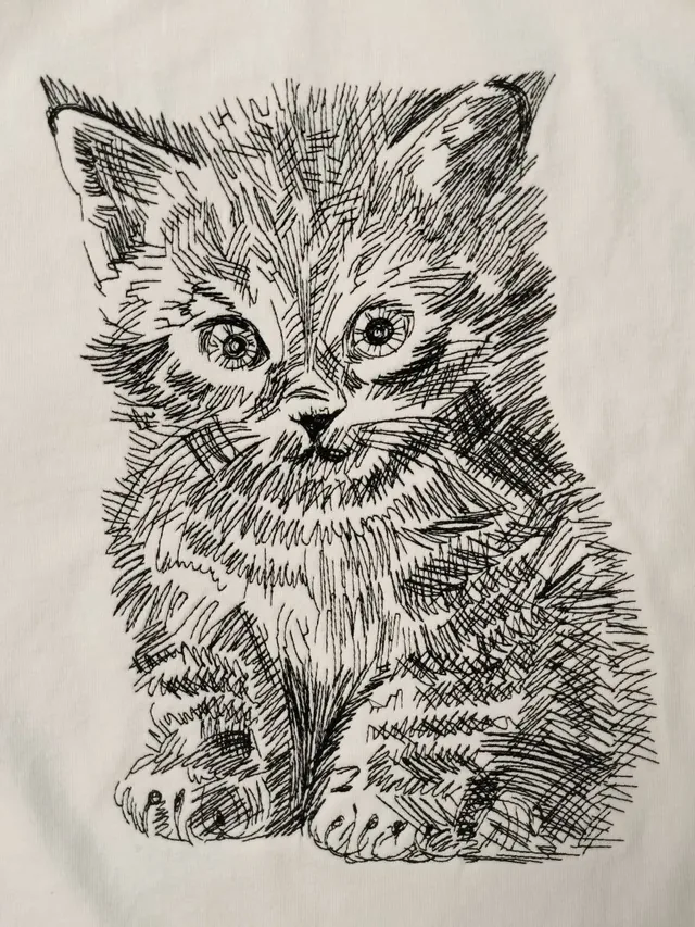 Авторская вышивка с кошкой